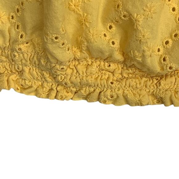 Divided by H&M Crop Top Short Sleeve Eyelet Marigold Size 6 - Picture 7 of 9
